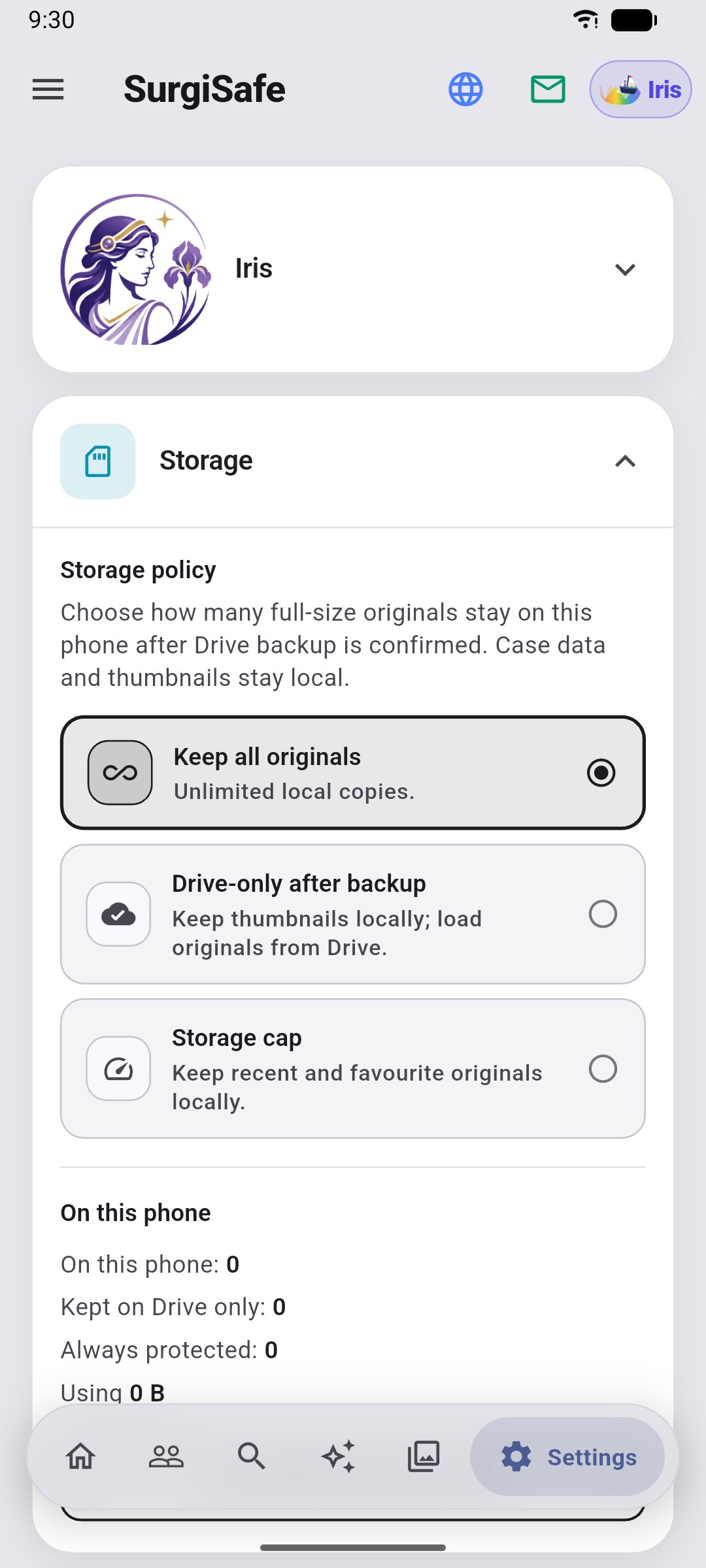 SurgiSafe storage mode setting